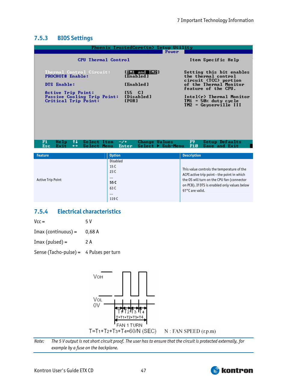 Bios settings, Electrical characteristics, 3 bios settings | 4 electrical characteristics | Intel ETX CD User Manual | Page 47 / 91