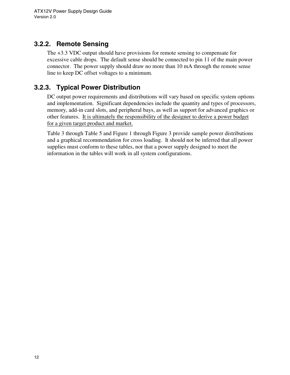Remote sensing, Typical power distribution | Intel ATX12V User Manual | Page 12 / 43