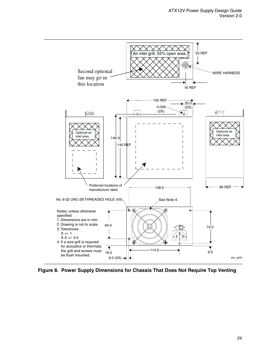 Second optional fan may go in this location | Intel ATX12V User Manual | Page 29 / 43