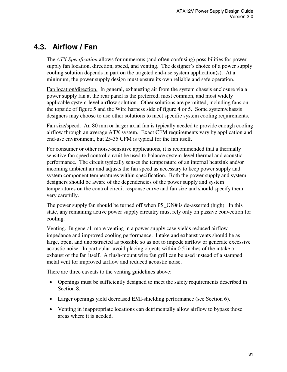 Airflow / fan | Intel ATX12V User Manual | Page 31 / 43