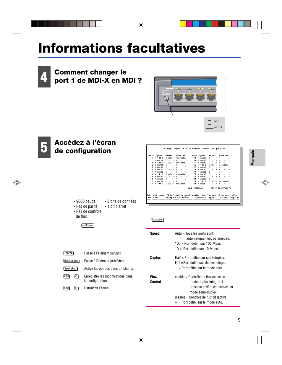 Informations facultatives, Comment changer le port 1 de mdi-x en mdi, Accédez à l’écran de configuration | Intel 410T User Manual | Page 11 / 40