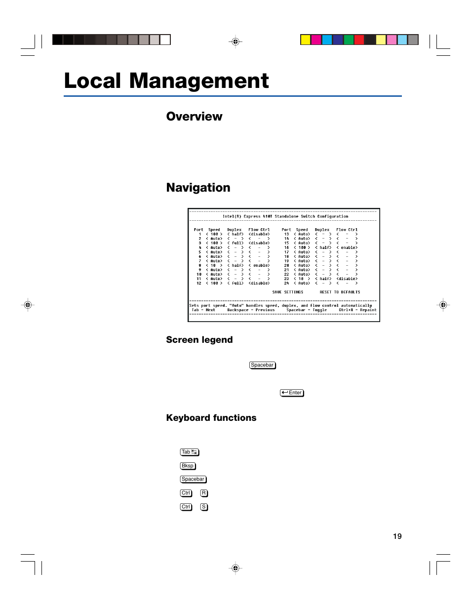 Local management, Overview, Navigation | Intel 410T User Manual | Page 21 / 40