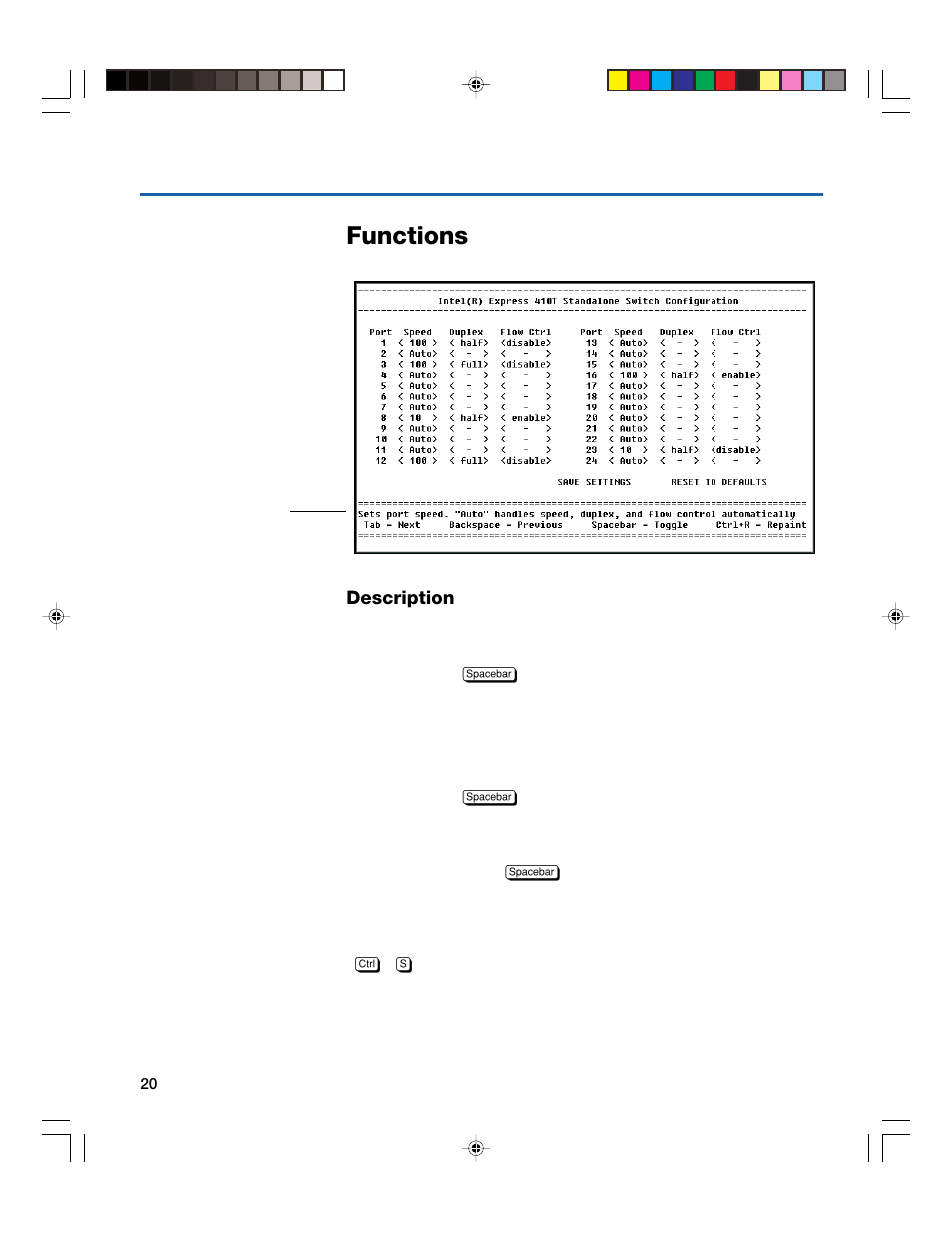 Functions | Intel 410T User Manual | Page 22 / 40