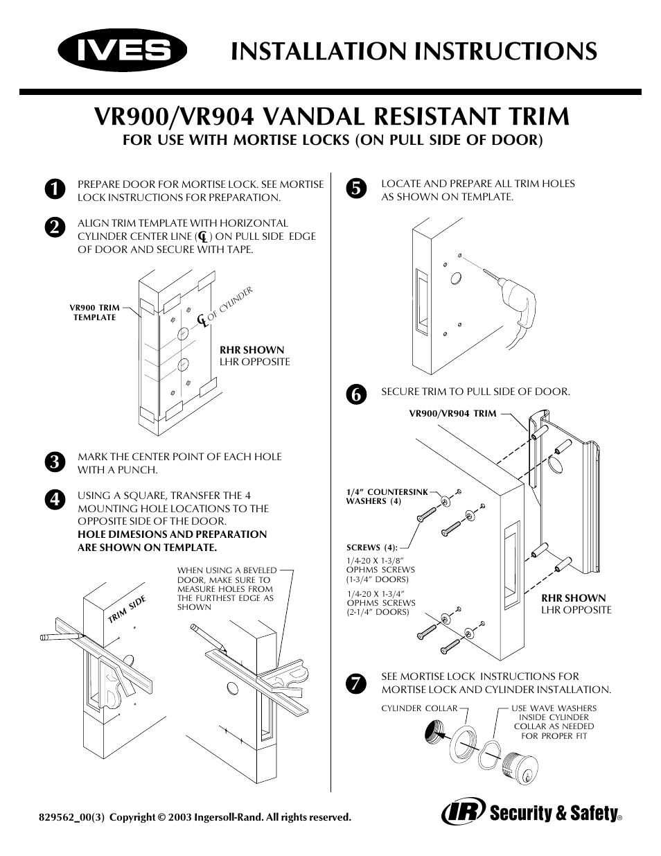 Ives VR900 User Manual | 2 pages