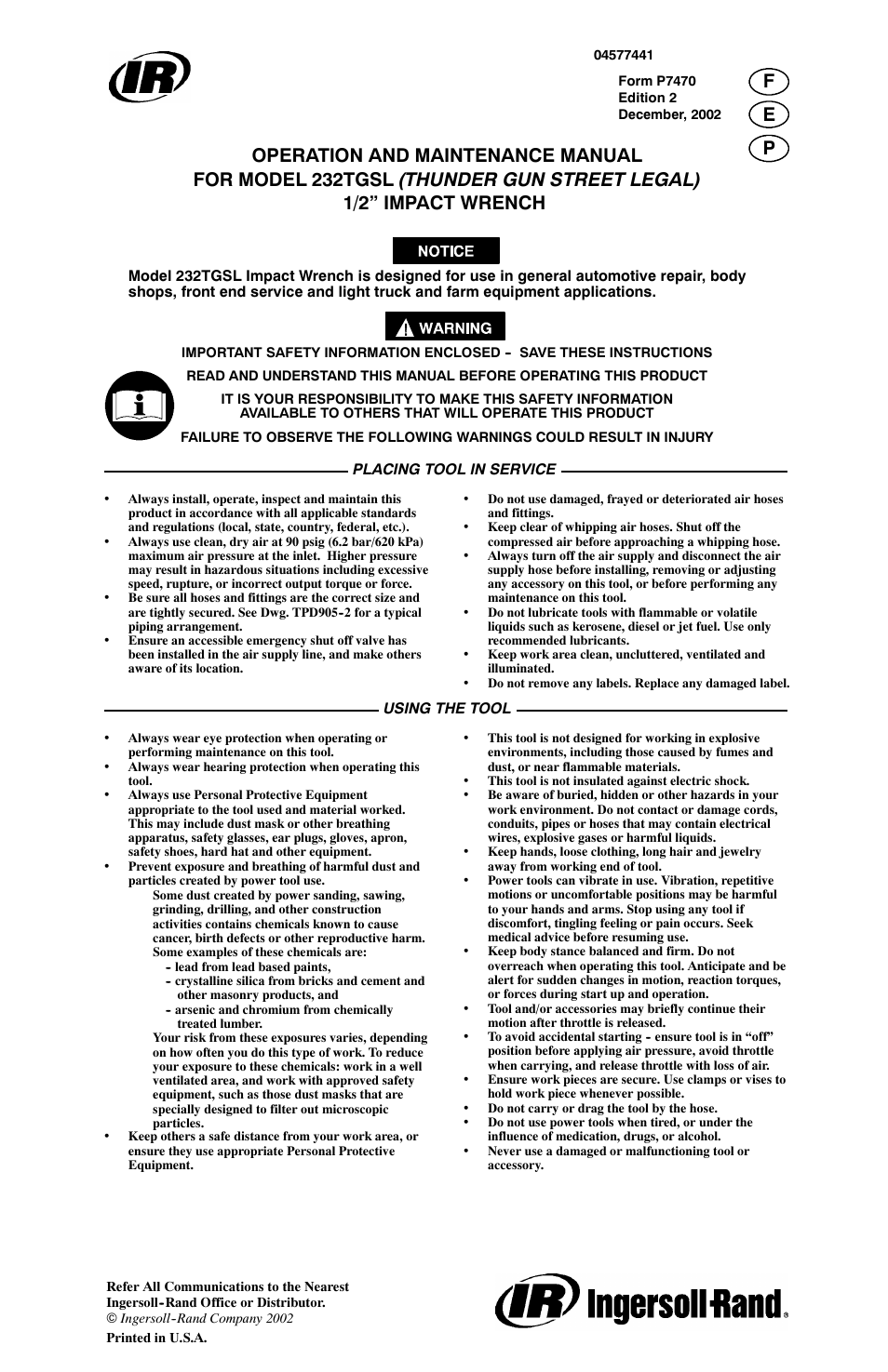 Ives 232TGSL User Manual | 16 pages