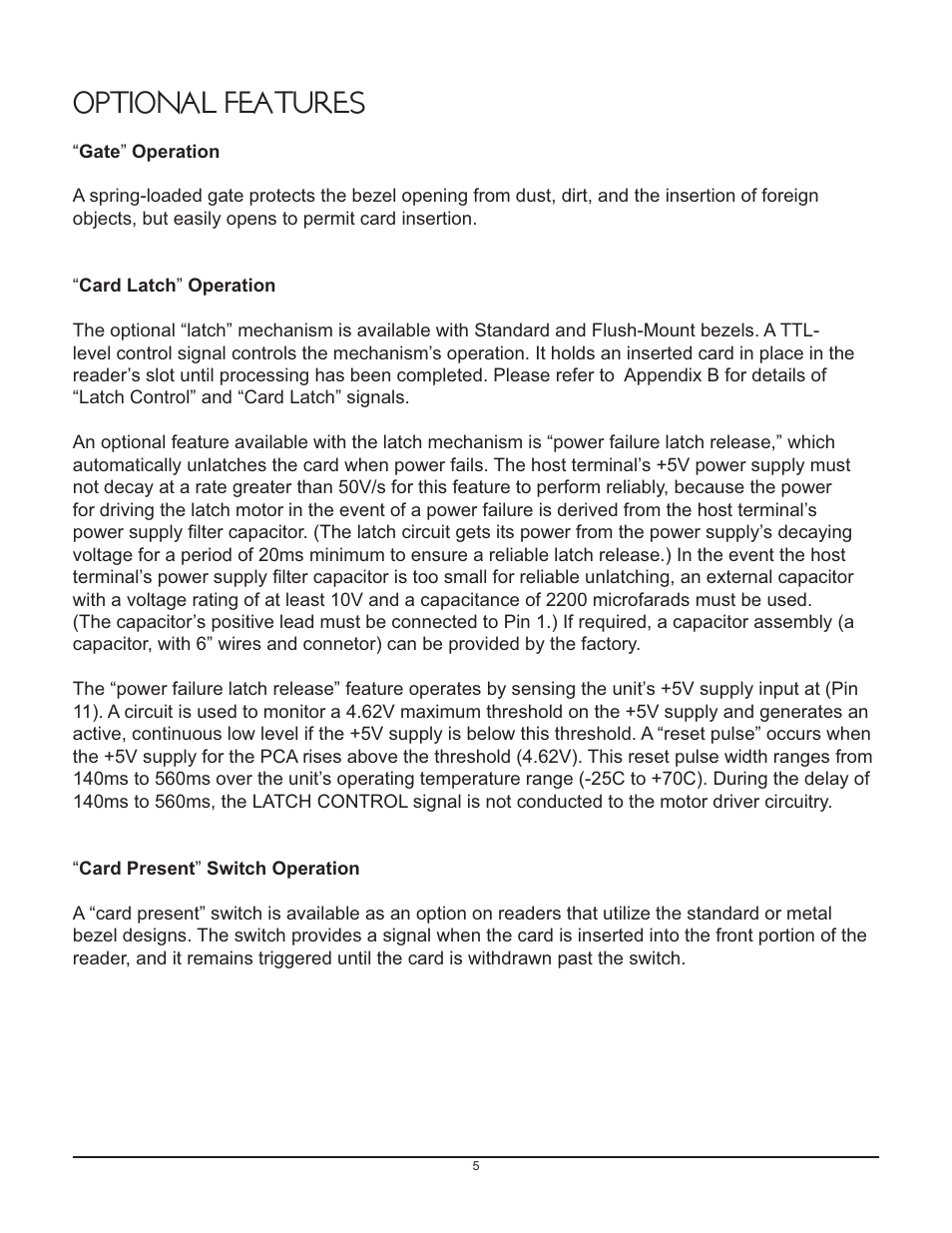 Optional features | ID Tech Spectrum IIa User Manual | Page 8 / 12