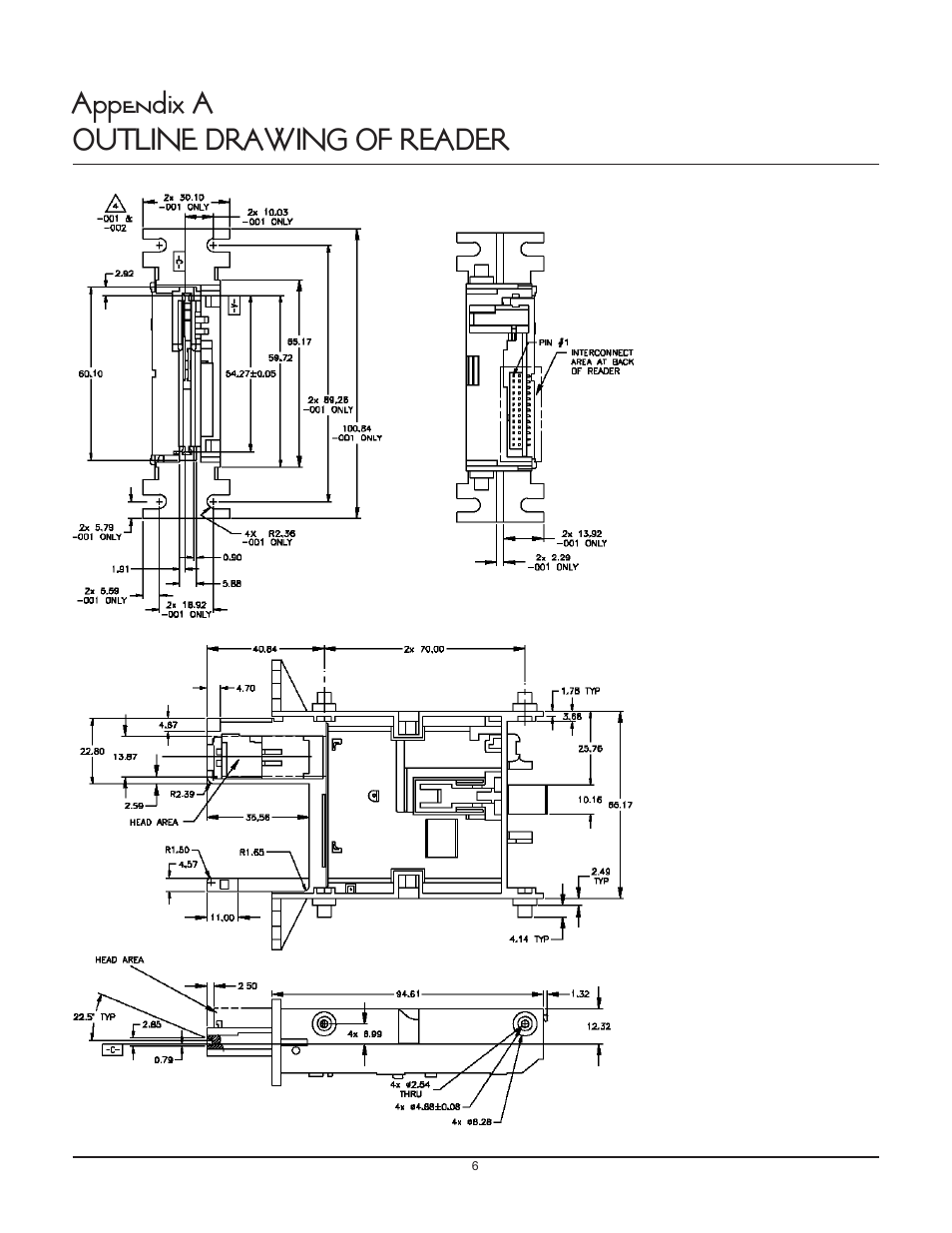 Appendix a outline drawing of reader | ID Tech Spectrum IIa User Manual | Page 9 / 12