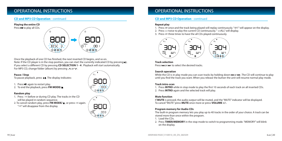 Operational instructions | Iluv IMM9400 User Manual | Page 11 / 18