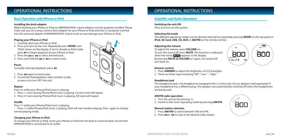 Operational instructions | Iluv IMM9400 User Manual | Page 9 / 18