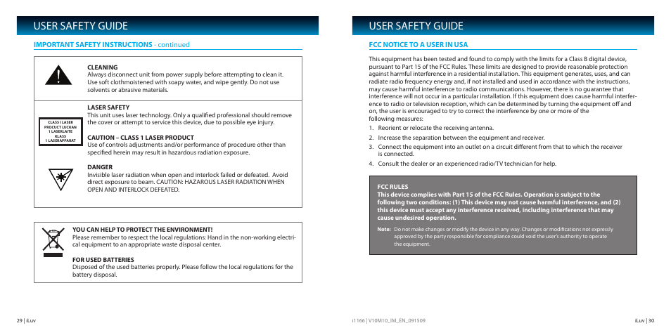 User safety guide | Iluv i1166 User Manual | Page 16 / 18