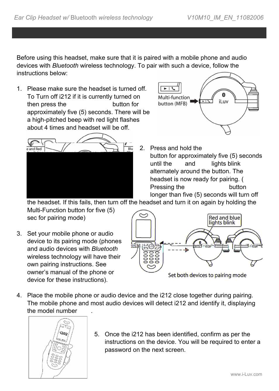 Operating instructions | Iluv i212 User Manual | Page 10 / 19