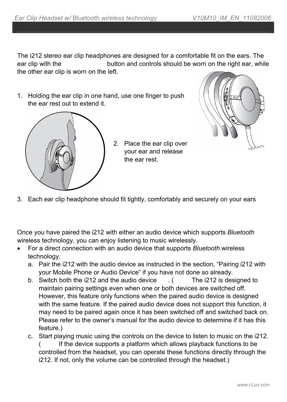 Listening to music | Iluv i212 User Manual | Page 12 / 19