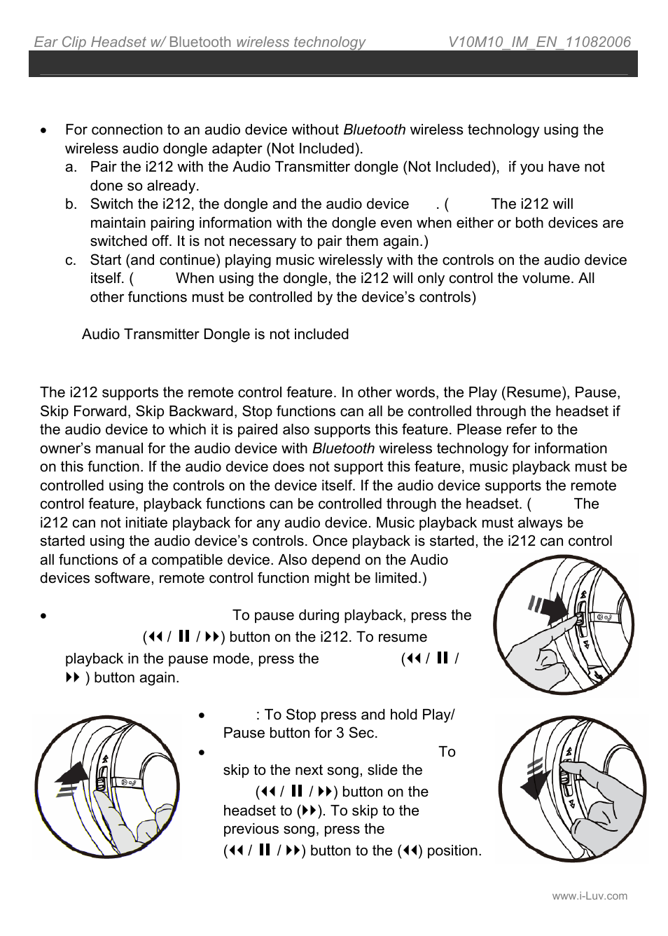 How to control music playback | Iluv i212 User Manual | Page 13 / 19