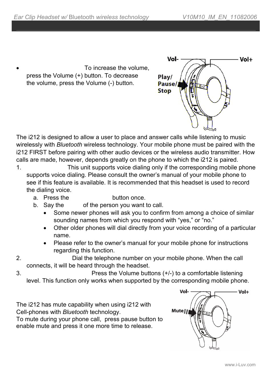 Making a call, Mute a call | Iluv i212 User Manual | Page 14 / 19