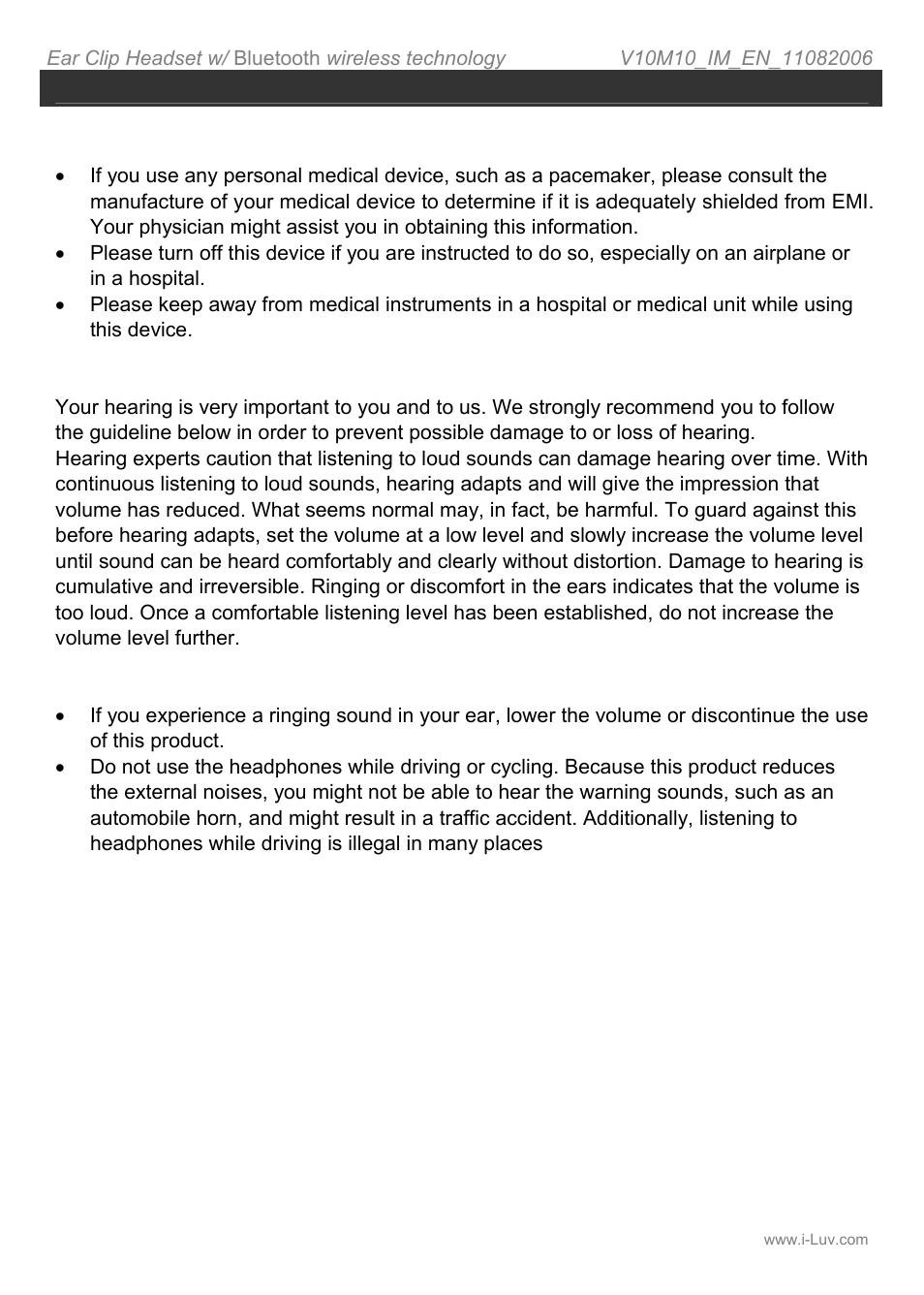 User safety guide | Iluv i212 User Manual | Page 4 / 19