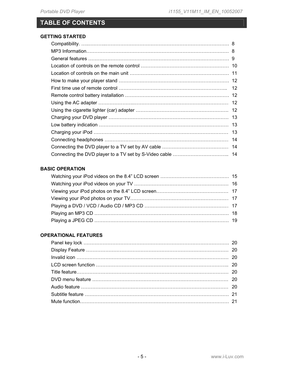 Iluv i1155 User Manual | Page 6 / 32