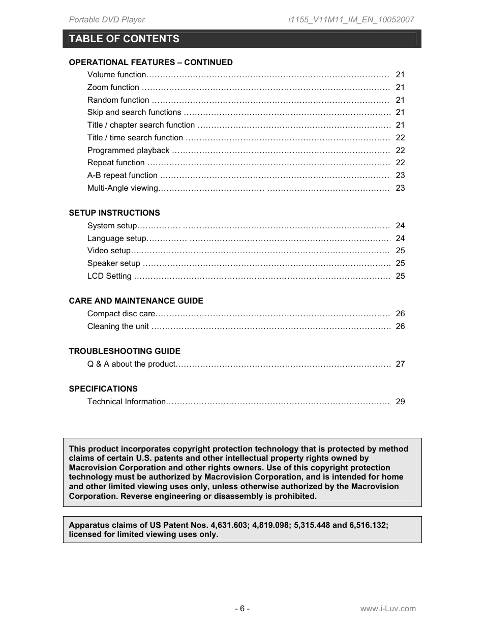 Iluv i1155 User Manual | Page 7 / 32