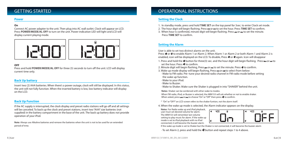 Operational instructions, Getting started | Iluv IMM153 User Manual | Page 4 / 10