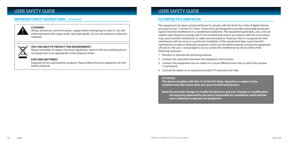 User safety guide | Iluv IMM153 User Manual | Page 8 / 10