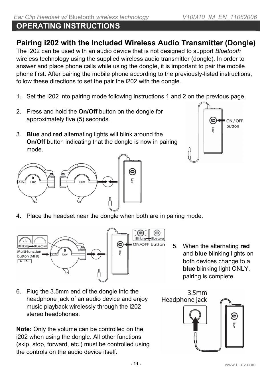 Operating instructions | Iluv i202 User Manual | Page 12 / 20