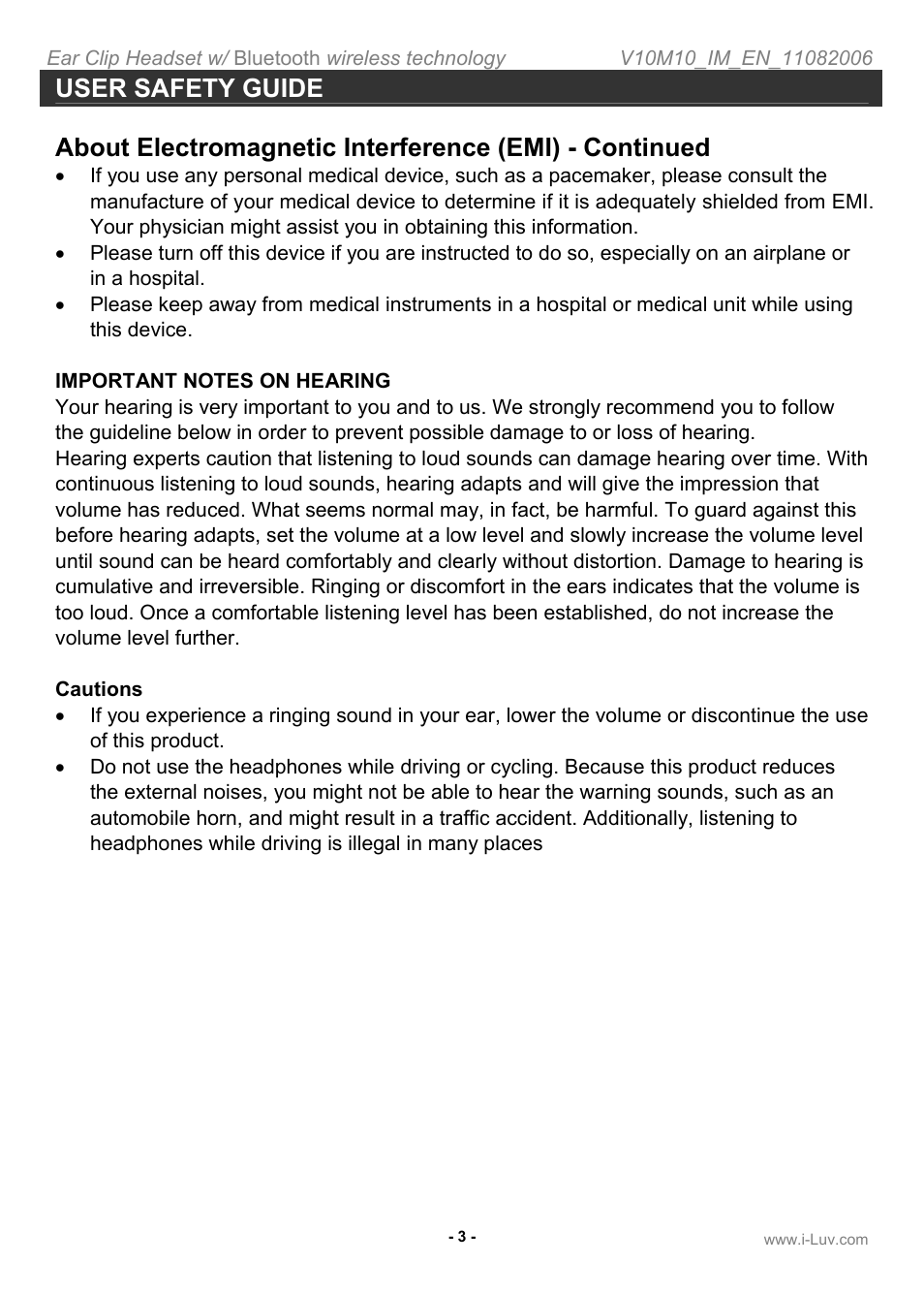 User safety guide | Iluv i202 User Manual | Page 4 / 20