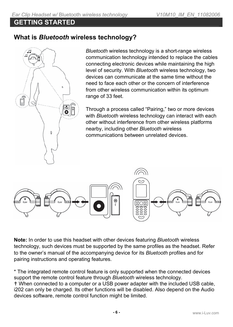 Getting started, What is bluetooth wireless technology | Iluv i202 User Manual | Page 7 / 20