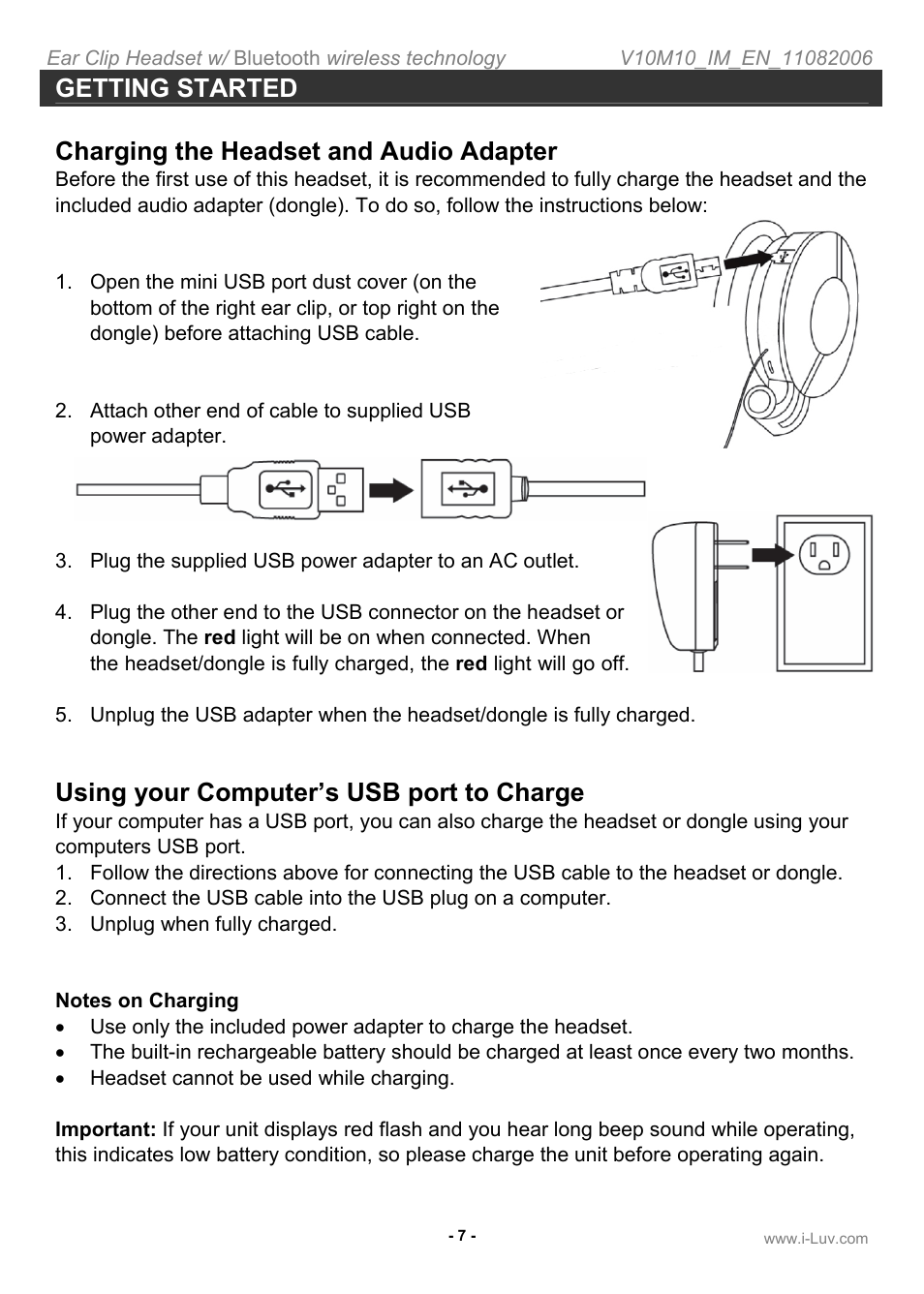 Using your computer’s usb port to charge | Iluv i202 User Manual | Page 8 / 20