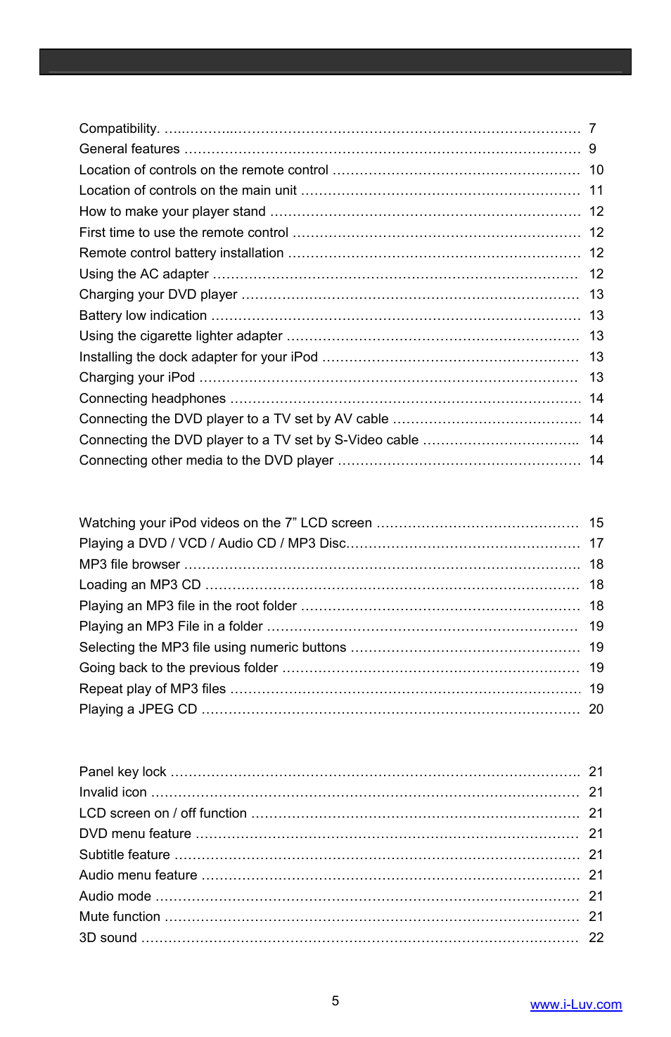 Iluv i1055 User Manual | Page 6 / 36