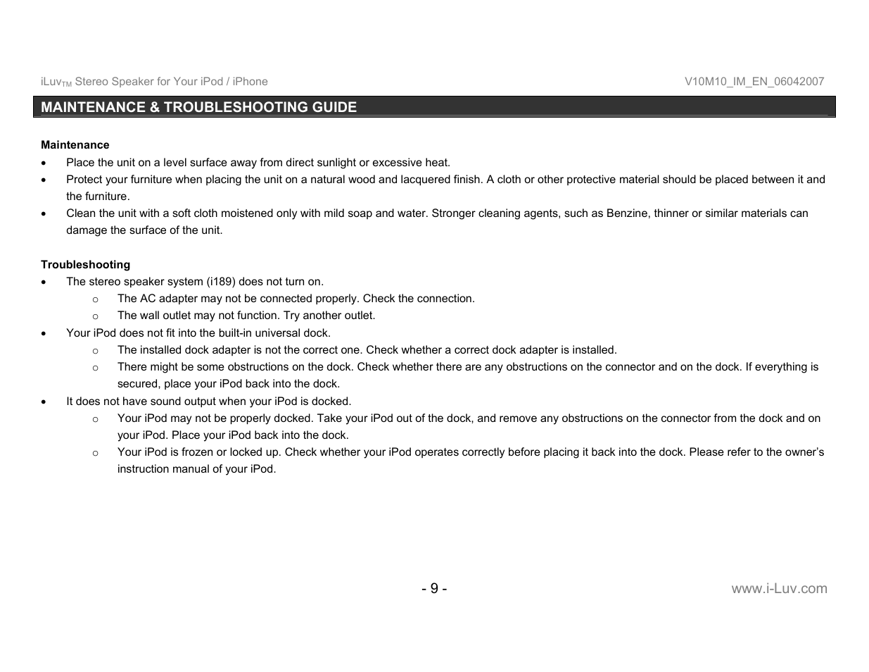 Iluv I189 User Manual | Page 10 / 12