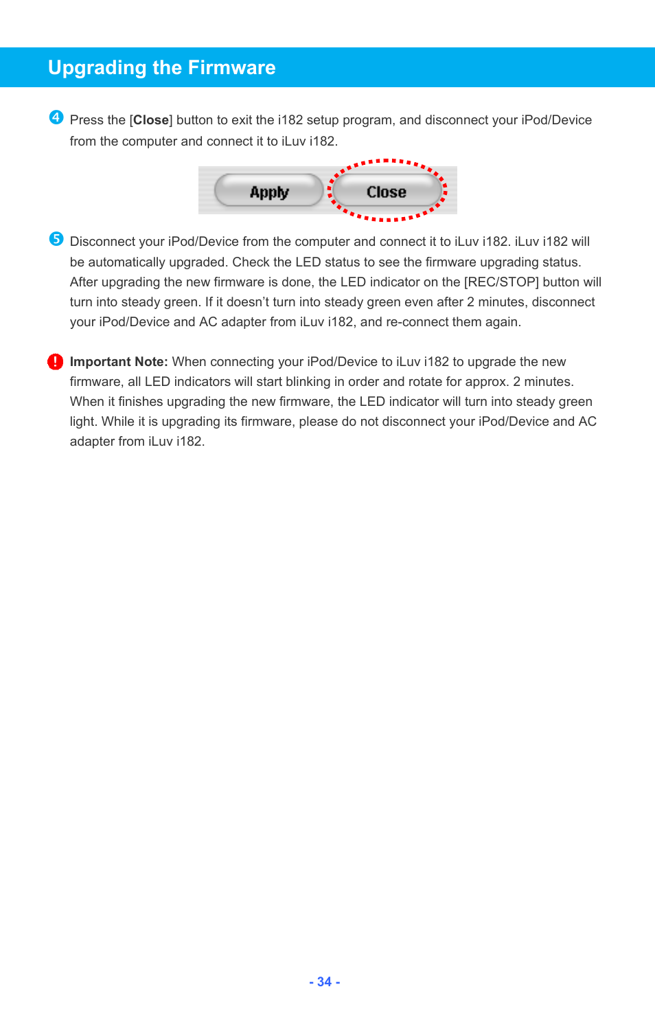 Upgrading the firmware | Iluv i182 User Manual | Page 35 / 41