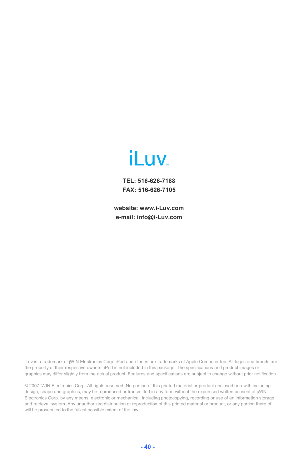 Iluv i182 User Manual | Page 41 / 41