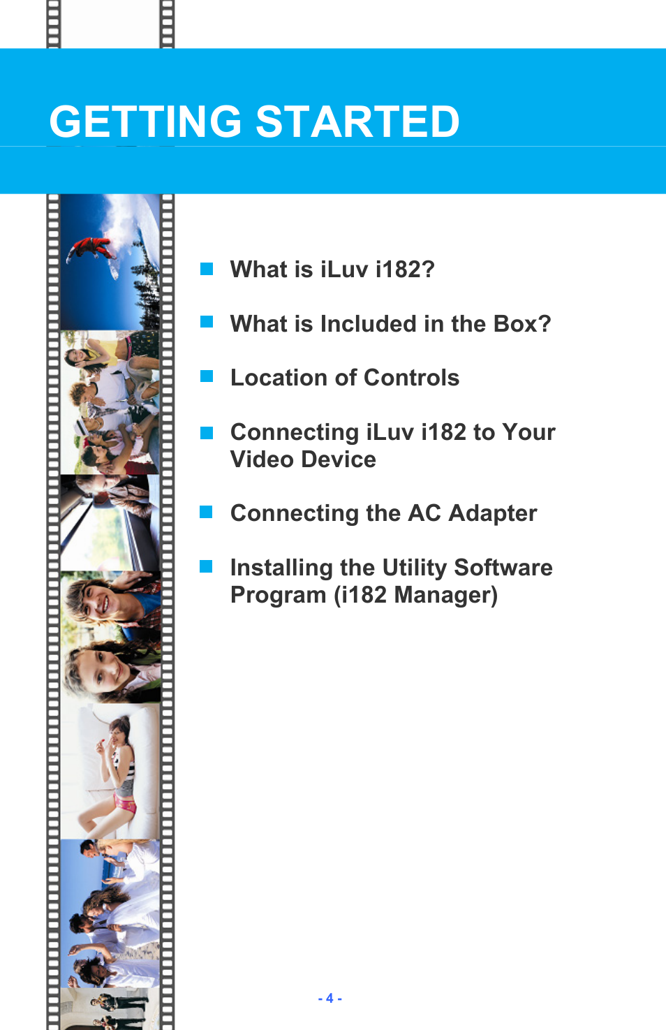 Getting started | Iluv i182 User Manual | Page 5 / 41