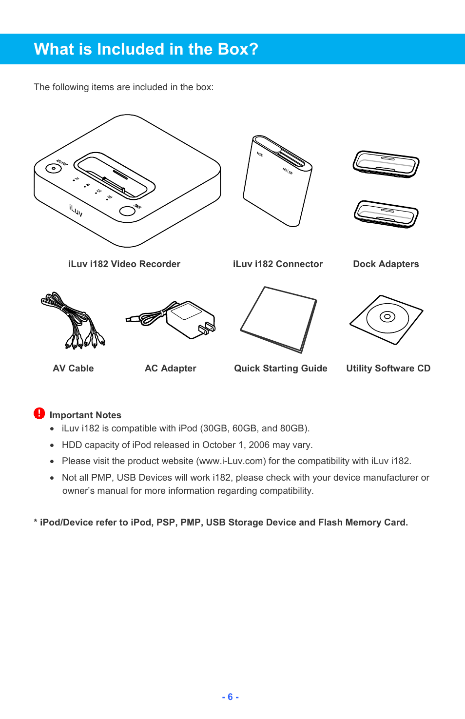 What is included in the box | Iluv i182 User Manual | Page 7 / 41