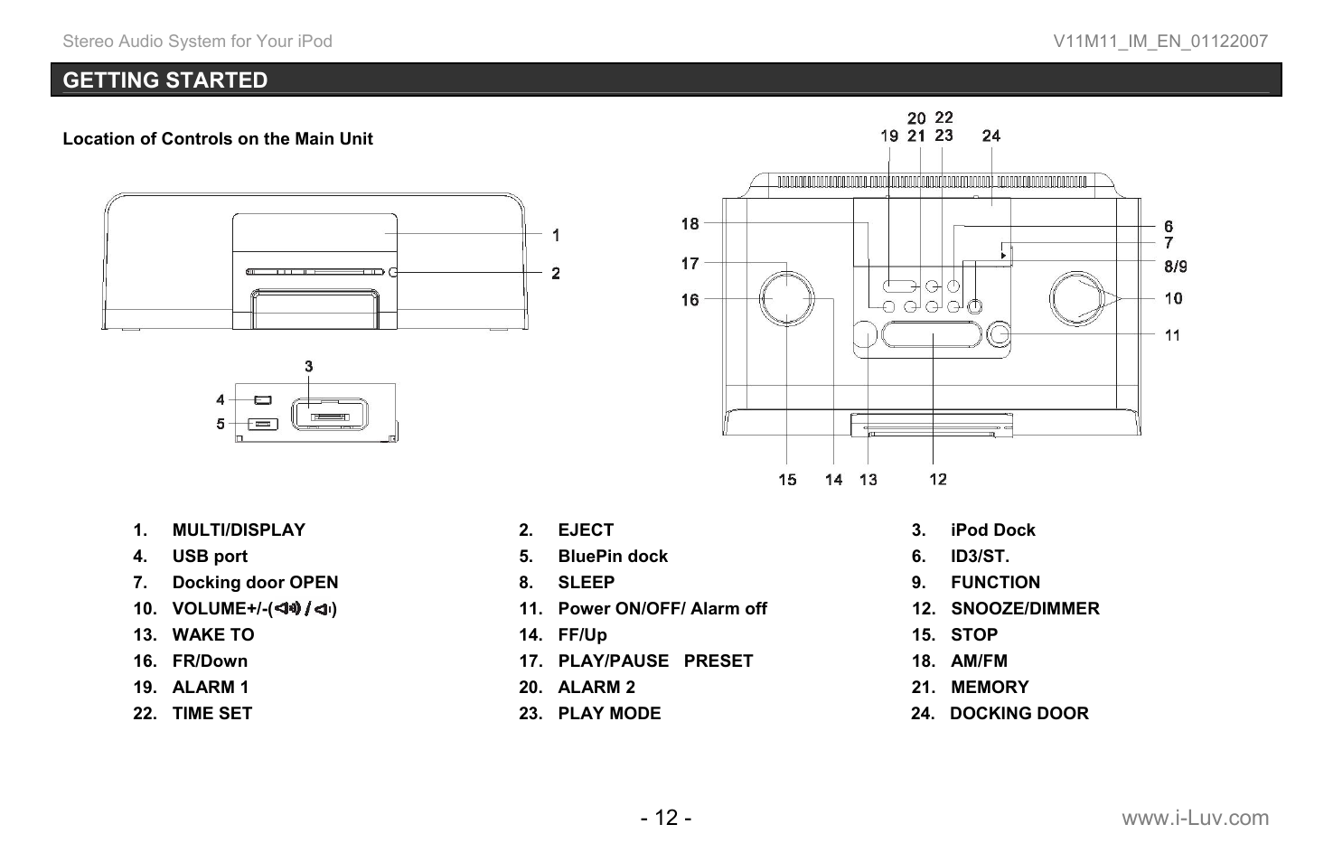 Getting started | Iluv i199 User Manual | Page 13 / 36