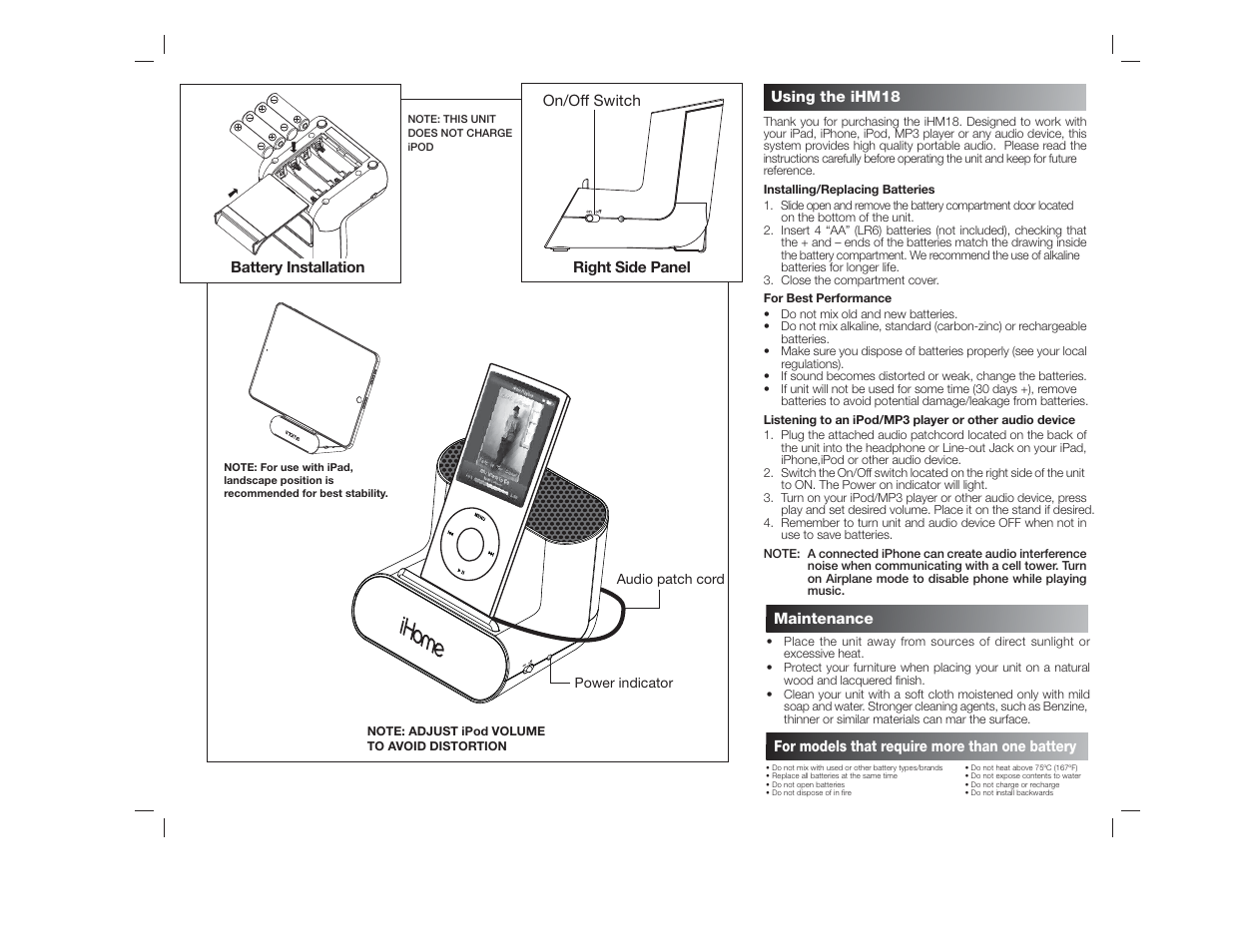 iHome IHM18 User Manual | Page 2 / 2