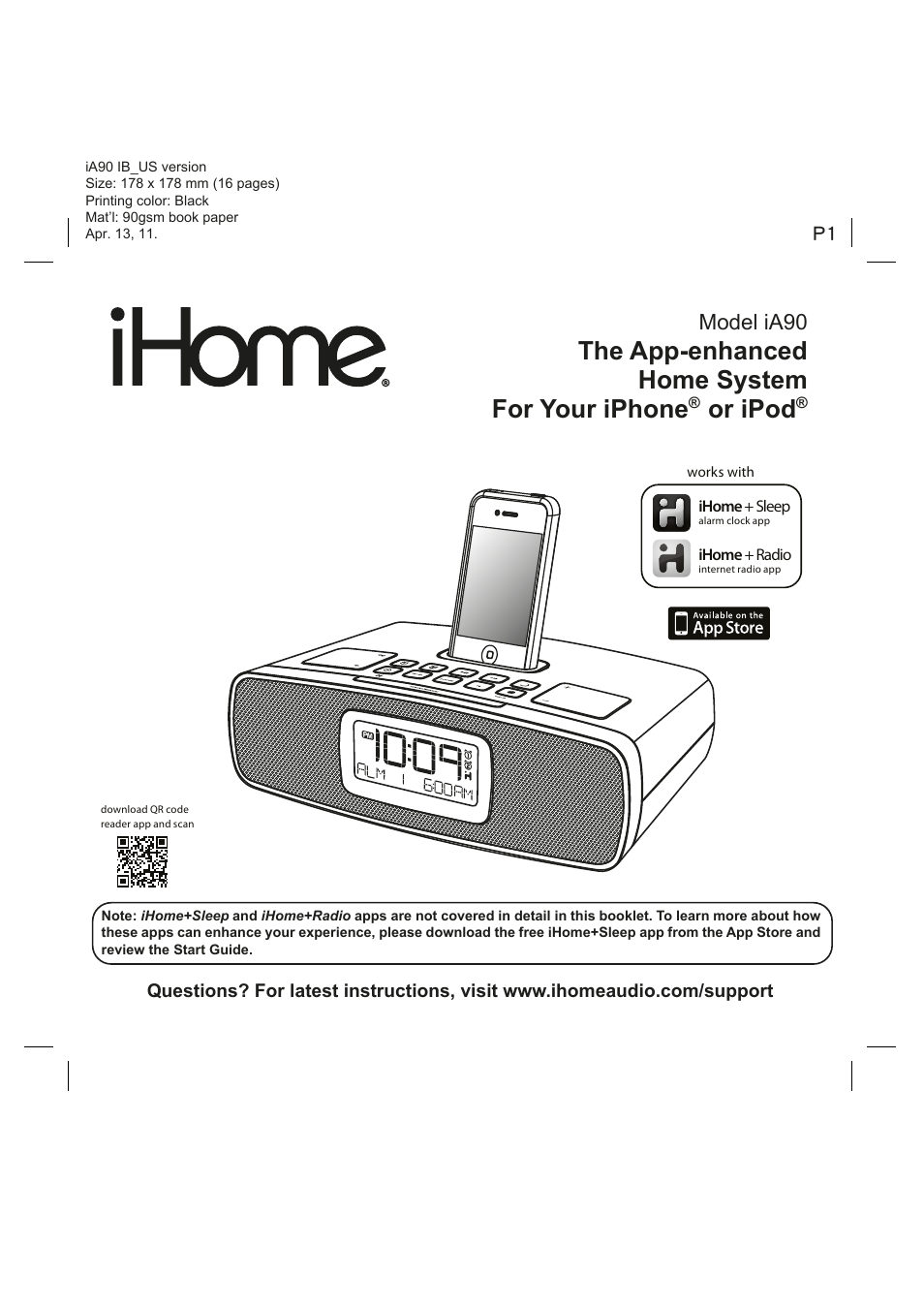 iHome IA90 User Manual | 13 pages