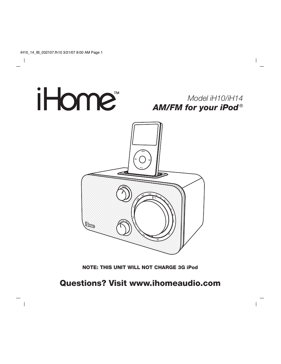 iHome iH14 User Manual | 9 pages