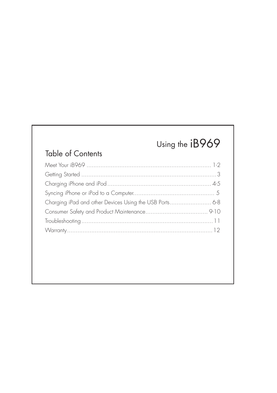 Ib969, Using the table of contents | iHome IB969 User Manual | Page 4 / 16