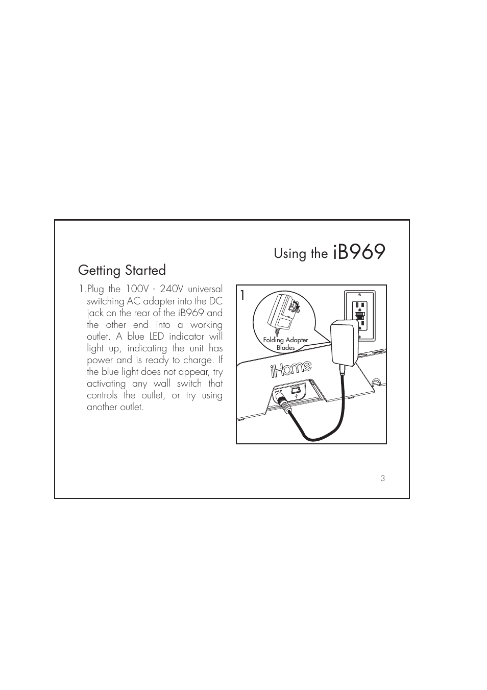 Ib969, Using the getting started | iHome IB969 User Manual | Page 7 / 16