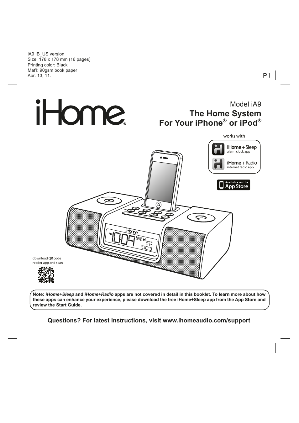 iHome IA9 User Manual | 13 pages