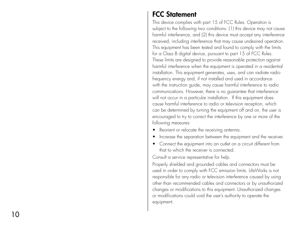 10 fcc statement | iHome IH-B931NR User Manual | Page 10 / 12