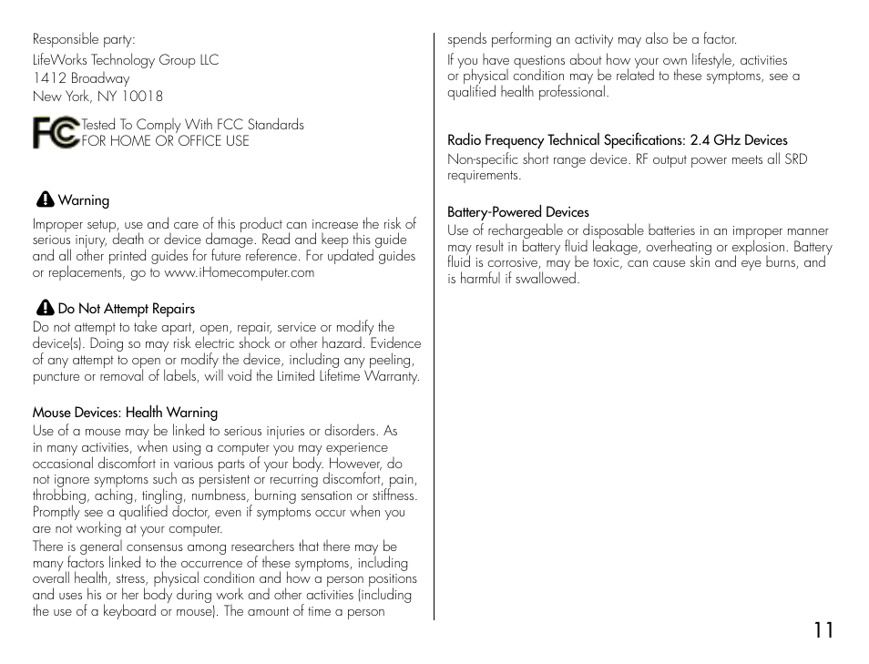 iHome IH-B931NR User Manual | Page 11 / 12