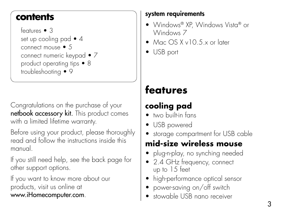 iHome IH-B931NR User Manual | Page 3 / 12
