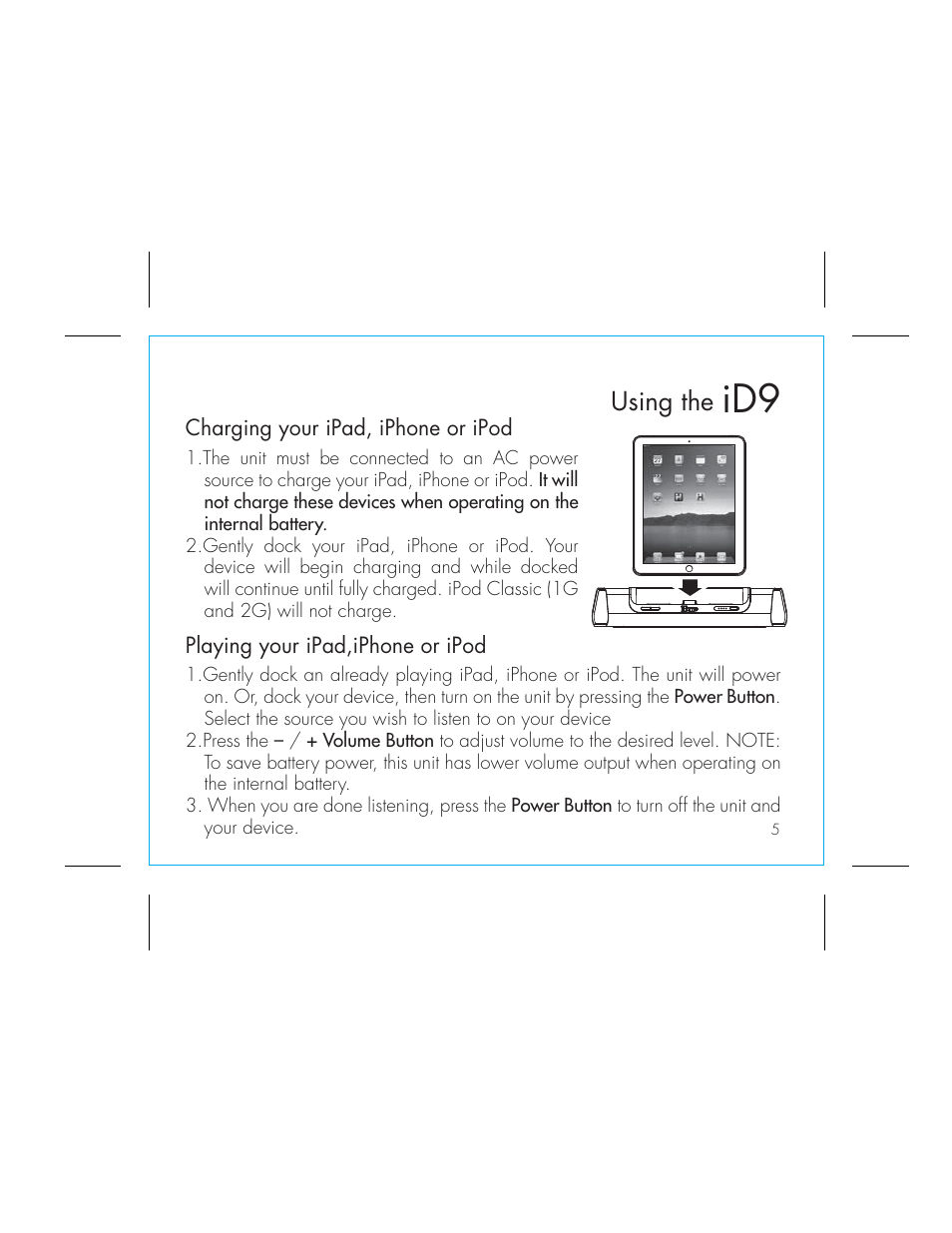 Using the | iHome ID9 User Manual | Page 9 / 16