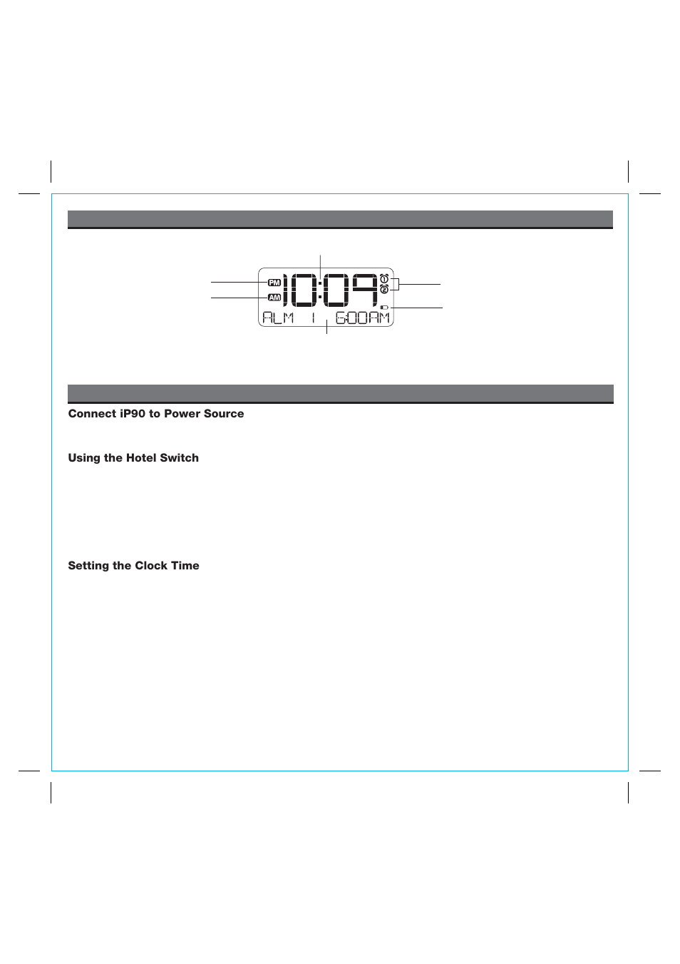 Setting up the ip90 ip90 display | iHome iP90 User Manual | Page 5 / 12