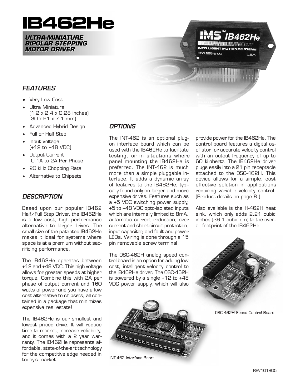 Intelligent Motion Systems IB462He User Manual | 2 pages