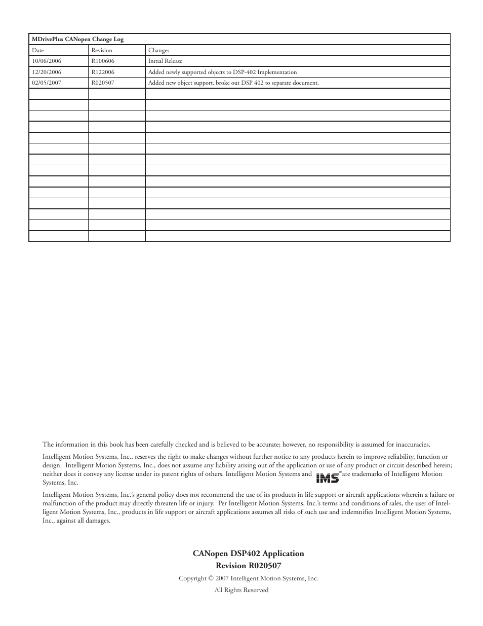 Intelligent Motion Systems MDrive DSP-402 User Manual | Page 2 / 64