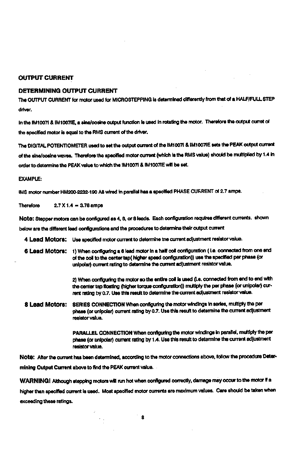 Determining output current | Intelligent Motion Systems IM1007 I/IE User Manual | Page 13 / 32