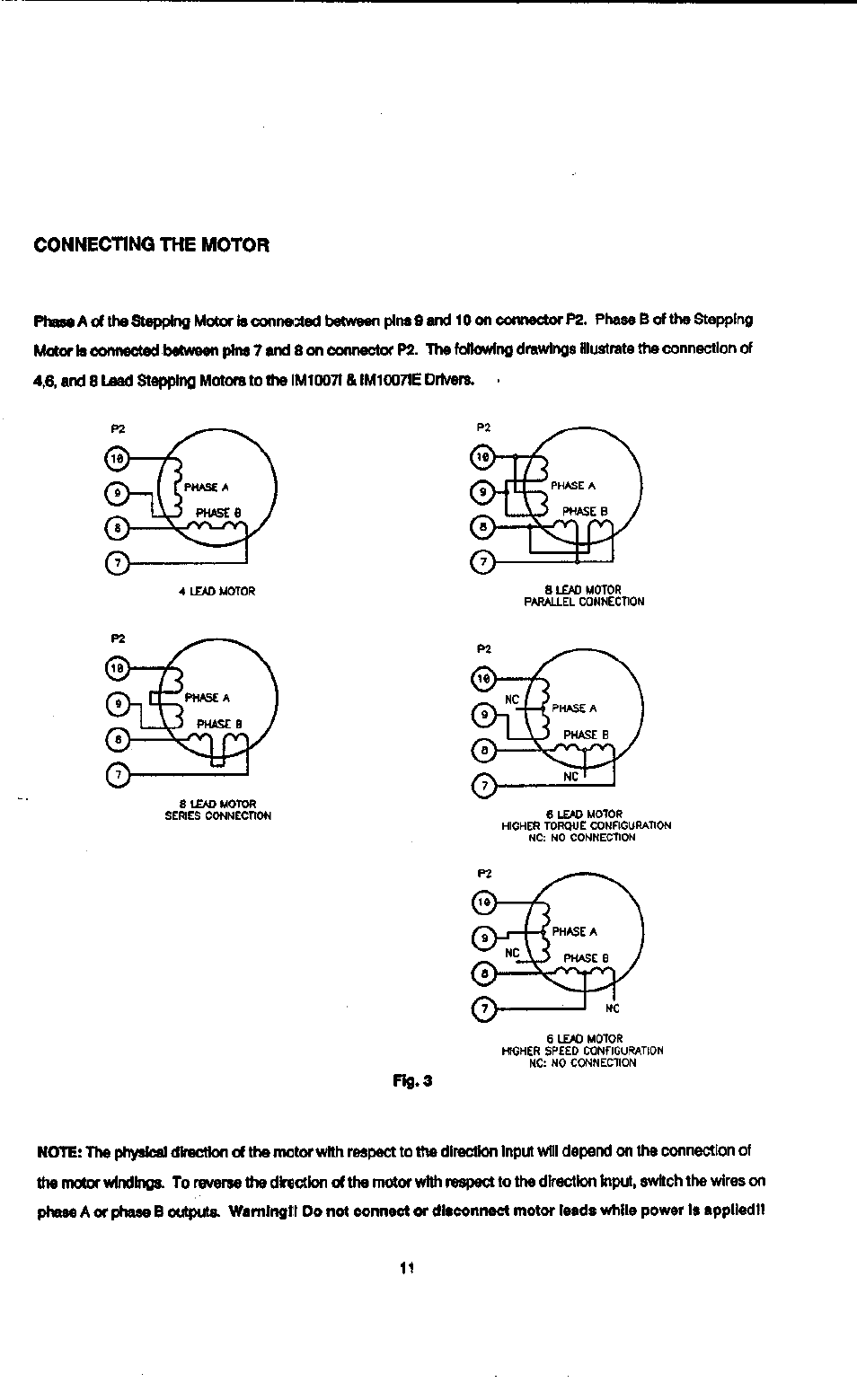 Connecting the motor | Intelligent Motion Systems IM1007 I/IE User Manual | Page 16 / 32