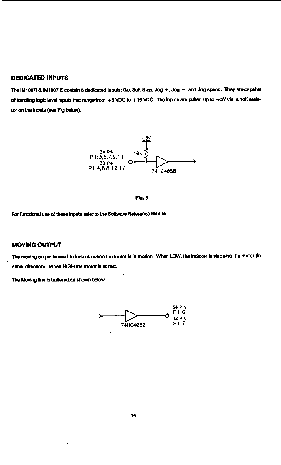 Dedicated inputs, Moving output | Intelligent Motion Systems IM1007 I/IE User Manual | Page 20 / 32